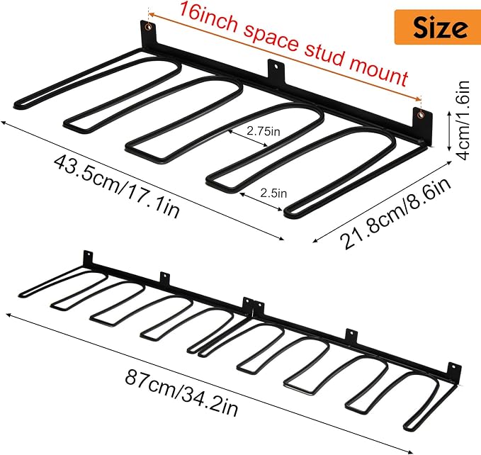 ORLESS Wader Hangers 8-Pair Boot Rack Garage Storage, Cowboy Boot Holder, Metal Wire Organizer for Entryway