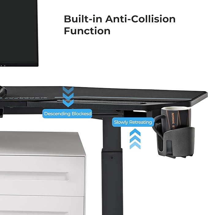 EUREKA ERGONOMIC Gaming Standing Desk w Dual Motor,72" Wing Shaped Music Studio Desk Electric Adjustable Height Table Recording Live Stream, Slot Design,Black