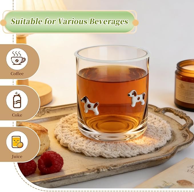 14 Ounce Icon Juice Glasses, Aesthetic Cocktail & Old Fashioned Drinking Glasses, Iconic Clear Glass Cups for Women, Sister, Friend & Party Gifts (Brown)