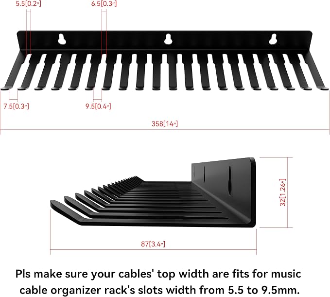 2 Pack 19 Slots Wall mountable Cable Hanger and Organizer,Cable Holder,Cable Organizer Studio Storage,Slots Width from 5.5 to 9.5mm for Cord Management Rack