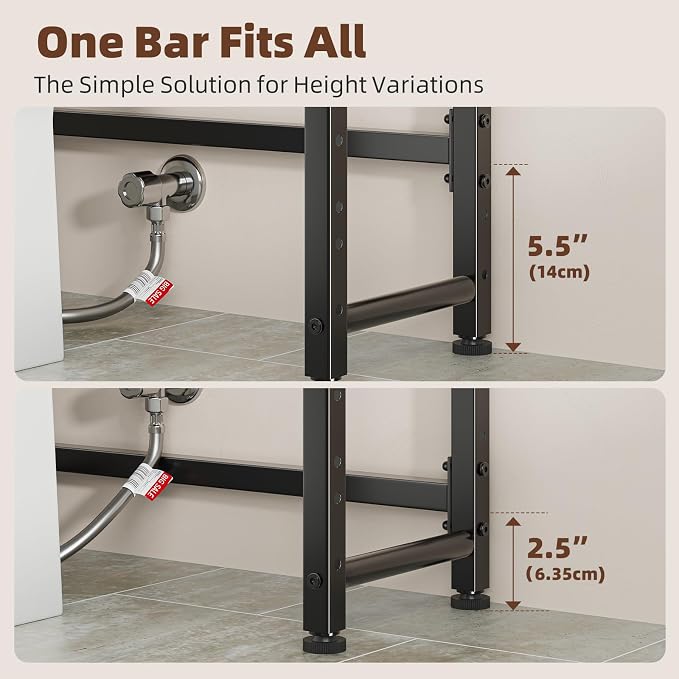 Ekisemio Over The Toilet Storage Rack, 4 Tier Over Toilet Shelf with Adjustable Feet, Freestanding Bathroom Organizer with Wooden Shelves, Hooks, Paper Holder, Vintage Brown