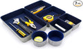 Welaxy Desk Drawer organizer felt trays desktop storage bins dividers for office supplies Nightstand sort catchall entryway key holder decluttering 7-piece (Navy)