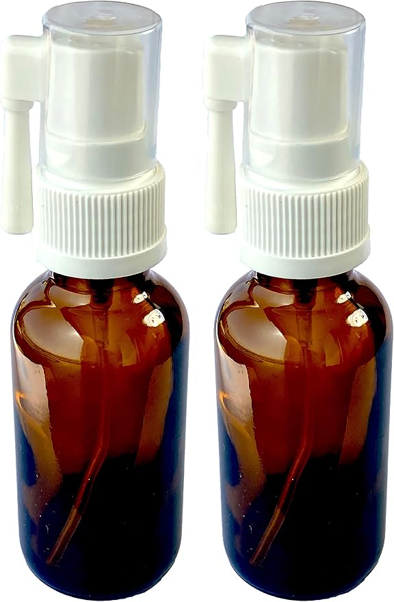 Snoot! Amber Glass 30ml (1oz) Oral Sprayer for Colloidal Silver, Iodine, Essential Oils & other water based applications 2-pack