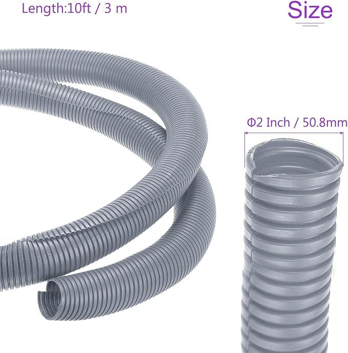 DMiotech 10ft Wire Loom Split Tubing 2 Inch(50.8mm) ID, Cord Protectors from Pet Flexible Conduit Cable Management for Office Home Garden, Gray