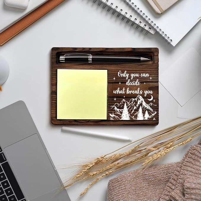 Bookish Decor Acotar Gifts for Women Men, Motivational Gifts for Book Lovers Bookworms Reader Nerds, Only You Can Decide What Breaks You Post It Note Dispenser for Reading Room Library Desk Decor