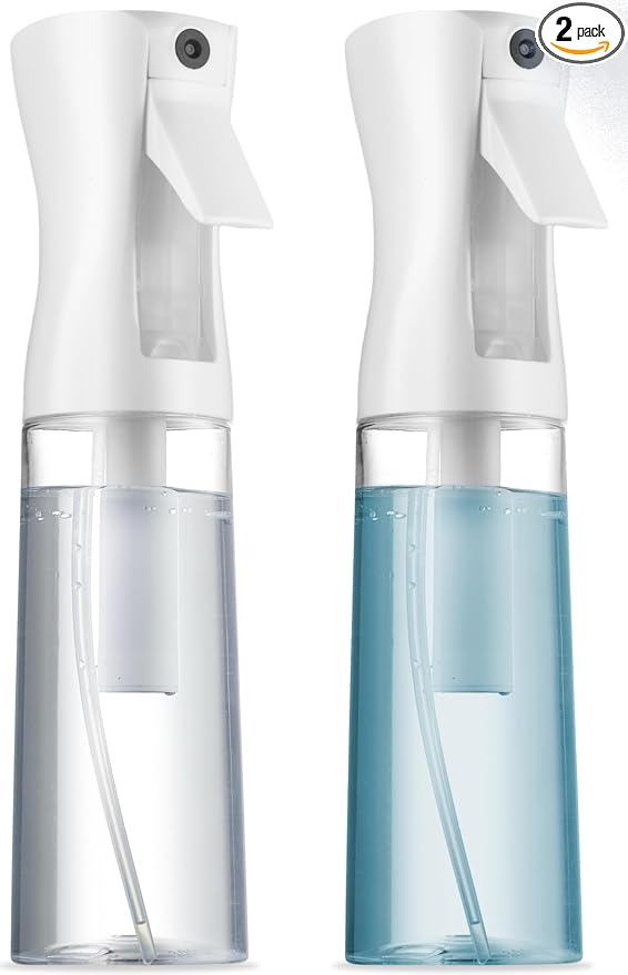 SUPER+ 2 Pack Continuous Spray Bottles - Ultra Fine Mist Sprayer | Water Spray Bottle For Hair Mister Spray Bottle | Hair Spray Bottles For Hairstyling, Cleaning, Salons - 2pk 6.8 OZ / 200 ML