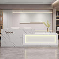 Modern Reception Desk with Counter, Front Desk Reception Counter with Lockable Drawer, Keyboard Tray & Storage Cabinet, Solid Wood Receptionist Table for Salon Office Lobby (D - Right, L 2.4m/94in)