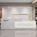 Modern Reception Desk with Counter, Front Desk Reception Counter with Lockable Drawer, Keyboard Tray & Storage Cabinet, Solid Wood Receptionist Table for Salon Office Lobby (D - Right, L 160cm/63in)