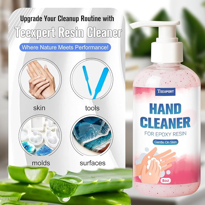 Teexpert Resin Remover Gel 8OZ Hand Cleaner For Epoxy Resin All-Natural Gentle & Moisturizing Hand Cleanser Ideal for Removing Uncured Resins Molds Tools