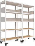 HOMEDANT 5-Tier Rolling Shelving Unit with Lockable Wheels Multipurpose Storage Cart with Pegboards for Kitchen Laundry Pantry 32" W 2Pack