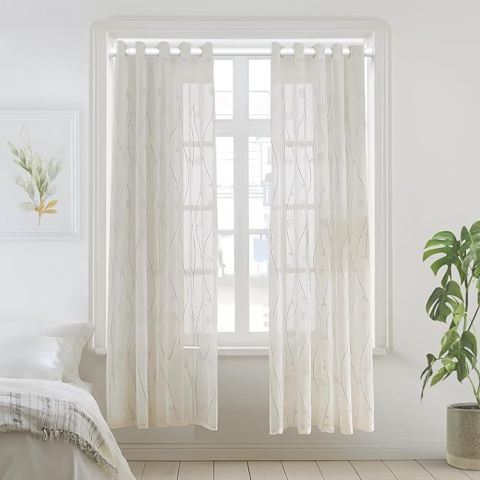 White Tension Curtain Rods for Windows 23 to 46 Inch, Expandable Adjustable Spring Curtain Rods No Drilling, Spring Loaded Curtain Rod for Doorway Kitchen Bedroom Closet
