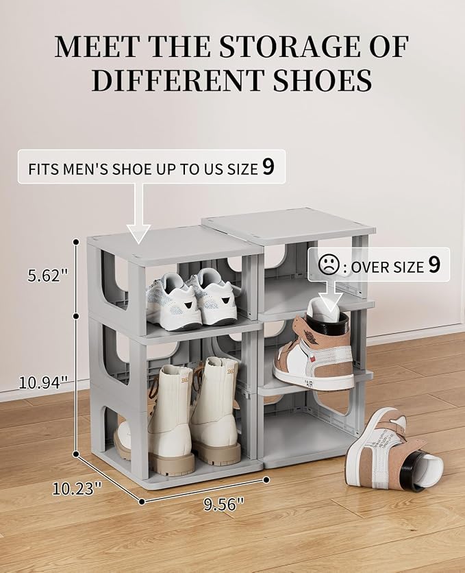 HAIXIN Slim Shoe Rack Space Saving, 5-Tier Shoe Storage Cubby | for Smaller Shoe Sizes, Removable Panels to Adjust Shelf, Expand Multiple Sets, Fits Narrow Entryways, Closet, Easy Assembly