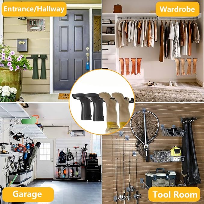 Boot Rack - 8 PairsWader Hangers Wall Mount Sturdy Heavy Duty Boot Hangers Boots Storage and Organizer Rack - Rust Resistant Cowboy Boot Holder for Entryway Garage Mudroom Closet Indoor Outdoor
