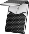 Black Carbon Business Card Holder with Magnetic Closure, Slim Metal PU Business Card Case for Men Women, 3.7 x 2.3 inches RFID Blocking Credit Cards Holder for Pocket or Bag Storage
