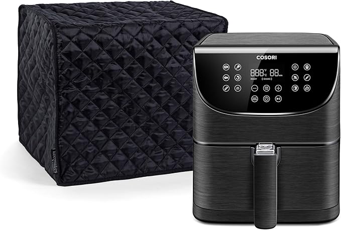 Covermates Keepsakes Air Fryer Cover – Quilted Deep Fryer Appliance Protector for Kitchen Counter Storage – Dust & Stain Resistant – Washable Slip-On Design, Black