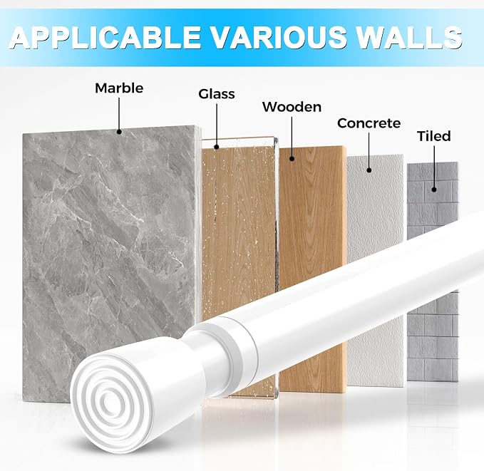 Spring Tension Curtain Rods 26-39 Inch White 2 Pack | No-drill & tool-free setup. Fits windows, kitchens, doorways. Rust-resistant, great for light curtains.