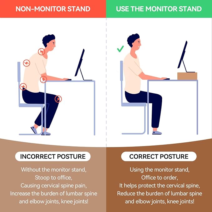 KIRIGEN Wood Monitor Stand Riser for Desk, 23.2 Inch, Natural 59-NA | Desktop Workspace Platforms Stand Fully Assembled for Monitors, Laptops, Small TVs, or Printers