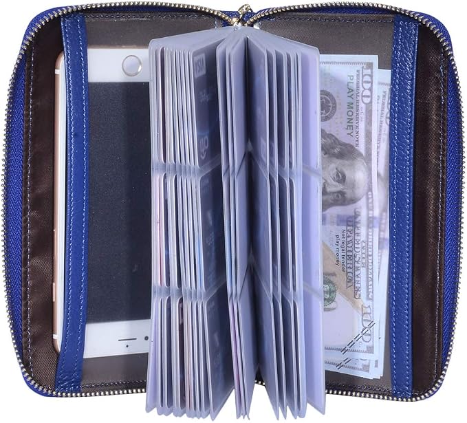 Easyoulife Credit Card Holder Wallet Womens Zipper Leather Case Purse RFID Blocking