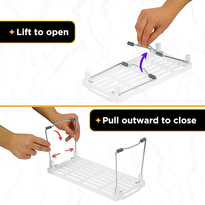 Plastic Kitchen Cabinet Shelf Organizer, Stackable Freezer Rack, Cupboard Box Organizer, Shelf Riser, Usable Storage Rack for Spice, Fridge Shelf Riser, Refrigerator, Pantry (12x5,5 inch),Pack of 4