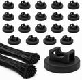 20 Pcs 36 mm Magnetic Zip Tie Mount Base with 200 Black Zip Ties, 25 lb Pull Force Large Magnetic Cable Clips, Magnet Wire Holder and Cable Tie Mounts for Wire Cord Organizer on Steel Surfaces