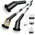 Shower Scrubber with Long Handle, Cleaning Tool for Bathroom Shower Toilet | Shower Cleaner Brushes with IPX7 Waterproof & 2 Speed, 3 Brush Heads, Bathroom Cleaning Supplies for Toilet Tub