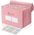 SKYDUE Accordion File Organizer, Expanding File Folder with 13 Pockets, Portable Document Paper Bill Receipt Organizer, Home School Pink Office Supplies, Letter A4 Size