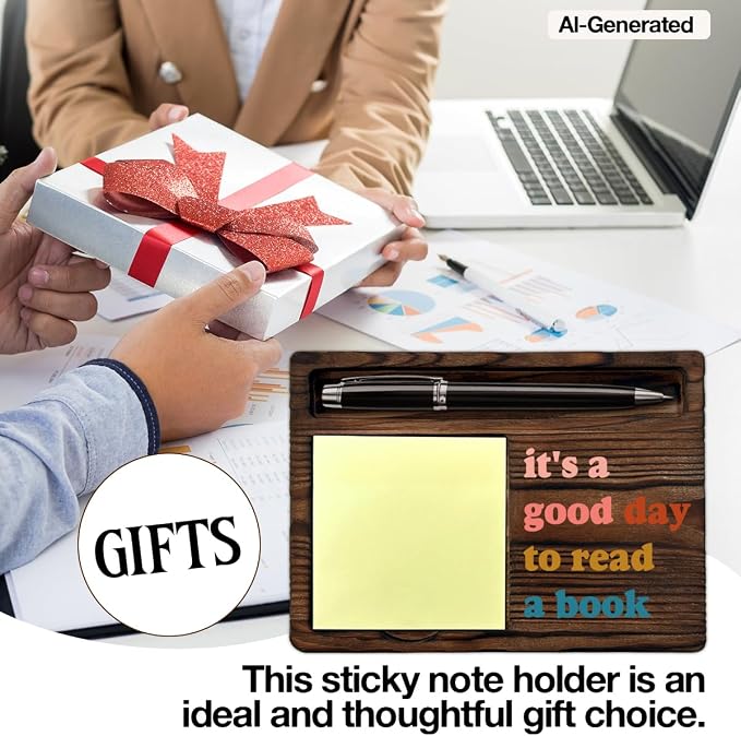 Book Lovers Gifts for Women Men Friends, Gifts for Readers Librarian Bookworm Bibliophile, It's a Good Day to Read a Book Sticky Note Holder Reading Corner Library Desk Decor