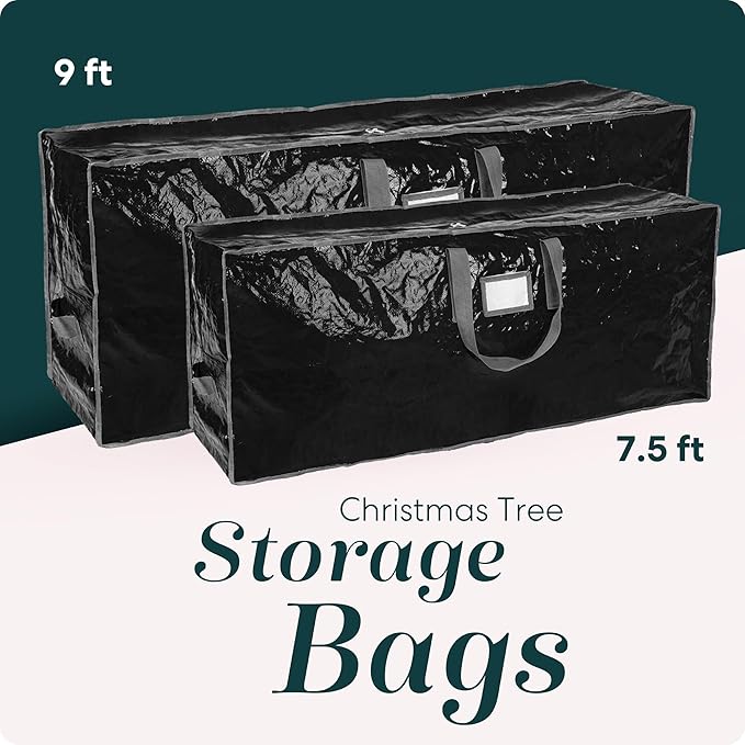 Christmas Tree Storage Bag - Stores 9 Foot Artificial Xmas Holiday Tree, Durable Waterproof Material, Zippered Bag, Carry Handles - Protects Against Dust, Insects and Moisture (Black)