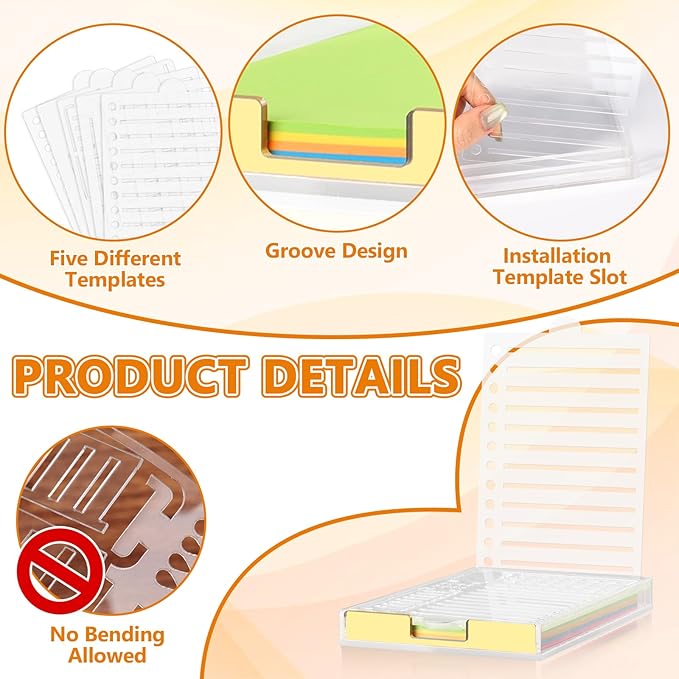 4" x 6" Sticky Notes Holder with 5 Different Stencil & 100 Sheet Post It Notes Clear Acrylic Self-Stick Sticky Note Dispenser Post It Note Holder Memo Organizer for Classroom Office Desk Organizer