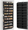 LANTEFUL Over the Door Shoe Organizer, Hanging Shoe Rack for Closet Door Shoe Storage for 30 Pairs Sneaker and Boots, Large Shoe Holder for Door with 10 Side Pockets, Space Saving, Black