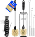 Holikme 6 Pack Bottle Brush 14" Stainless Steel Straw Cleaner Brush,Yellow | Bottle Cleaner Brush, 3 Straw, Bottle Cleaning Brush for Water Bottle, Baby Bottle Brush, Antistatic Brushes