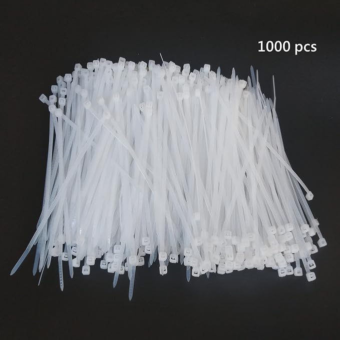 Zip Ties 1000 pcs 8 inch Cable Zip Ties, Premium Plastic Wire Ties with 40 LBS Tensile Strength, UV Resistant Cable Ties, White Nylon Tie Straps