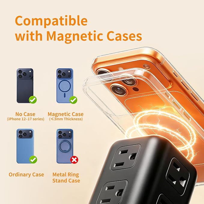 Extension Cord with Multiple Outlets, SMALLRT Surge Protector Power Strip Tower, Outlet Extender with 12 AC Outlets 4 USB, 6.5FT Extension Cord for Home Dorm Room, Office Supplies,Overload Protection