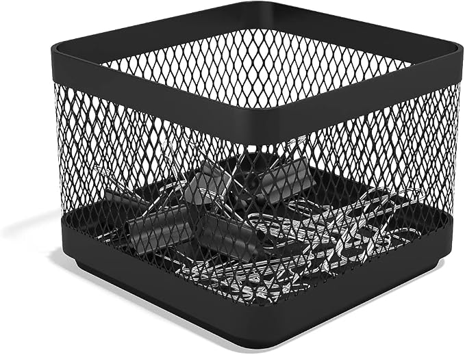 TRU RED Small Stackable Wire Mesh Accessory Holder, Matte Black, 3‑Pack – Desktop Organizer for Office Supplies