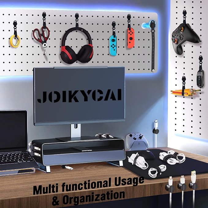 6 Desktop Cord Organizer Rotatable Spring 5 Magnetic Cable Clips Cord Holder for Nightstand Phone Charger Organizer Computer Desk Cable Management Electronics Appliance Adhesive Wire Strap Keeper Tie