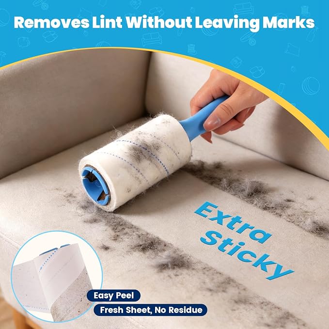 Extra Sticky Lint Roller for Pet Hair, 500 Sheets with 2 Handles | Easy Spiral Tear Lint Rollers,Lint Remover for Clothes, Dog and Cat Hair Remover with Ergonomic Handle