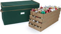Covermates Keepsakes Adjustable Ornament Storage Box – Heavy-Duty Polyester, Padded Dividers & FlexGrid Trays – Protective Holiday Organizer with Stackable Walls & Label Window, Green