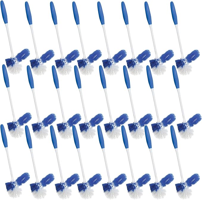 LOLA Classic Toilet Brush w/Under-The-Rim Scrubber, 24 Pack, Deep Cleans The Entire Toilet Bowl, Non-Slip Handle w/Rubber Comfort Grip