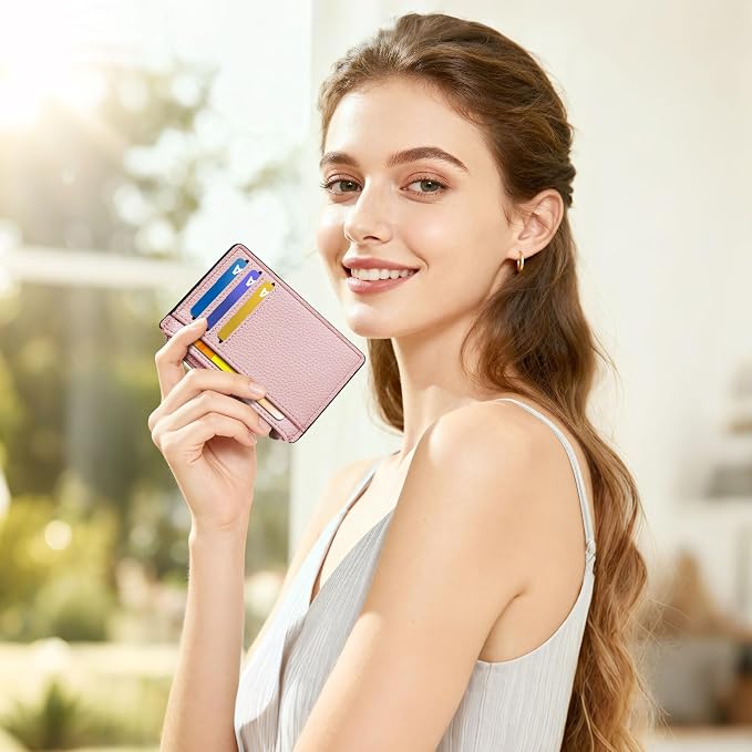 Tipmile Womens Credit Card Holder Wallet, Small Slim RFID Blocking Sleeve | Mini Tiny Cute ID Case, Minimalist Zipper Pocket Wallet, Thin Coin Purse, Mothers Gift