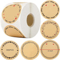 500pcs 2" Label Stickers for Jars and Lids, 6 Different Wreath Designs, Round Kraft Stickers, Canning Stickers Jam and Jelly Jar Labels, Quick-Peel Adhesive Kraft Labels for Pantry, Bottles