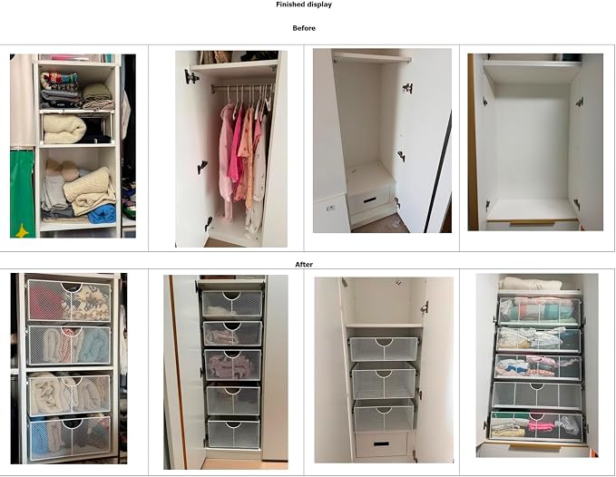 Pull Out Closet Drawer for Clothes | Sliding Wire Basket for Wardrobe Cabinets | Roll Out Storage Organizer | Side Mounting | for Home, Kitchen,Pantry