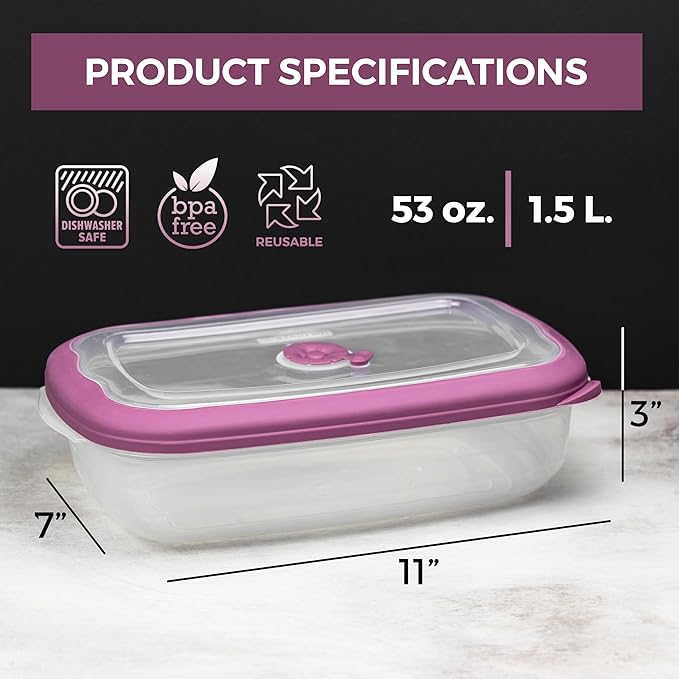 Tribello Freezer To Microwave 53oz Food Storage Containers With Airtight Lids, Microwave safe with Steam Vents lids, On The Go Meal Prob Lunch Containers - Dishwasher Safe, BPA-Free 6.7-Cup