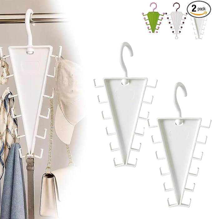 V-Shaped Double-Sided Closet Organizer Hanger, Multi-Functional V-Shaped Double Sided Hanger Storage Rack, Vertical Closet Storage Rack for Shirts, Light Jackets, Hats, Scarves (2, White)