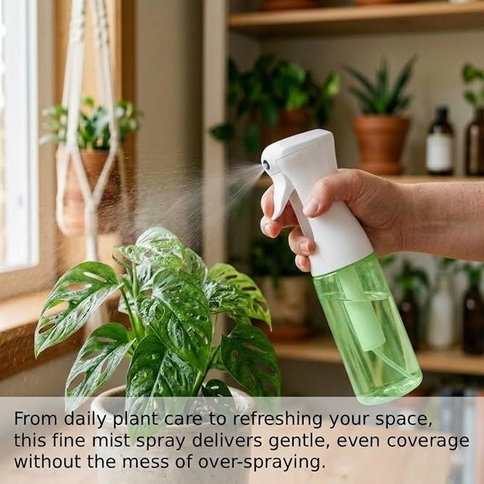 VIGOR PATH Continuous Mist Green Spray Bottle 200ml Fine Mist for Hair | Aerosol Free Reduces Hand Fatigue Salon Refillable Lightweight Cleaning