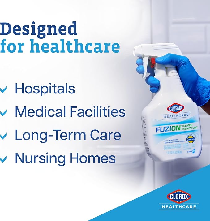 Clorox Healthcare Fuzion Cleaner Disinfectant Spray, No Strong Chemical Odors, Tough on Germs, Disinfecting Bleach Spray, 32 fl. oz., Pack of 9