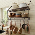 KES 30-Inch Oiled Bronze Pot Rack Wall Mounted, 2-Tier Hanging Pot and Pan Organizer with 12 Sturdy Hooks, Kitchen Wall Hanger Shelves Farmhouse Style, KUR215S75B-OB