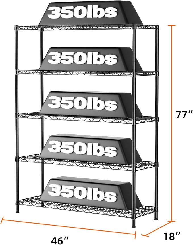 SINGAYE 5 Shelves Adjustable Shelf Heavy Duty Wire Storage Shelving Metal | Home Storage Small Rack Pantry Closet Unit for Laundry Room Organization Bathroom Kitchen