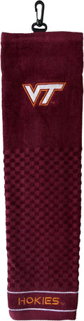 Team Golf NCAA Virginia Tech Hokies Embroidered Golf Towel Embroidered Golf-Towel, Checkered Scrubber Design, Embroidered-Logo (Pack of 6)