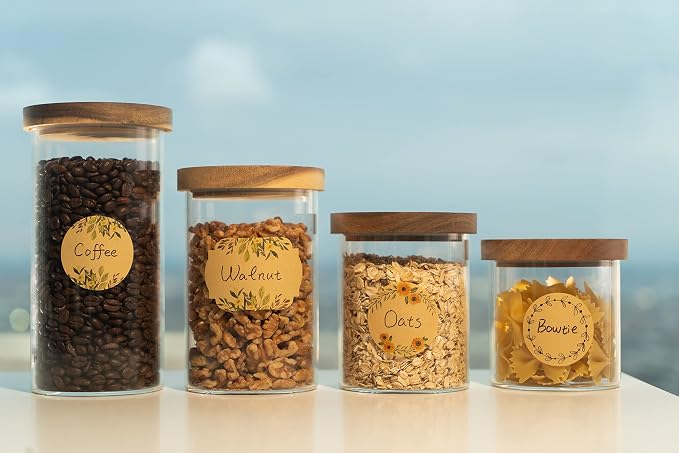 MONEST (500pc/Roll) 2" Label Stickers for Jars and Lids, Pantry, Mason Jar, Sticker, Canning, Spice, Bottle Labels (Sunflower)