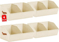 Homsorout Closet Organizers and Storage Bins - 4 Pack Collapsible Divided Trapezoidal Cube Storage Bins Baskets with Orange Handle for Organizing Clothes Blankets, Toys, Books, Towels(Beige)